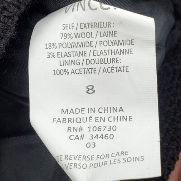 Vince Black Wool Blend Asymmetrical Zip Up Moto Jacket Black Size 8 - Picture 4 of 4